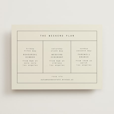 Wedding Weekend Itinerary Cards