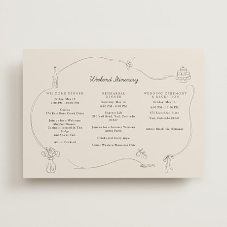 Wedding Weekend Itinerary Cards