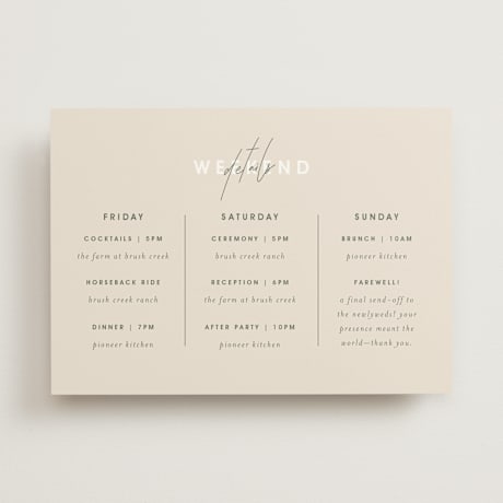 Wedding Weekend Itinerary Cards