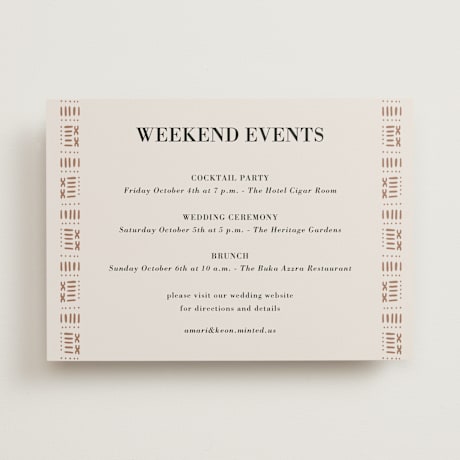 Wedding Weekend Itinerary Cards