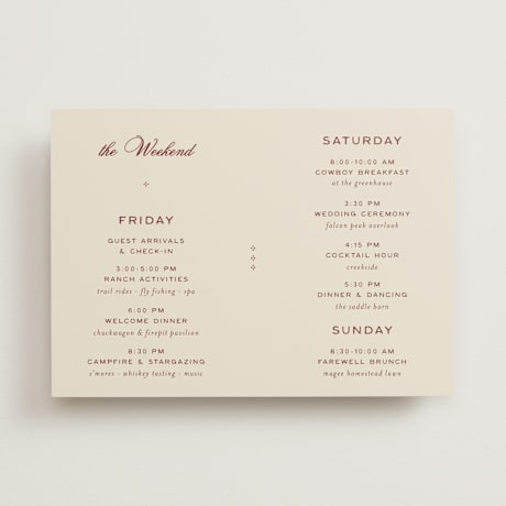 Wedding Weekend Itinerary Cards