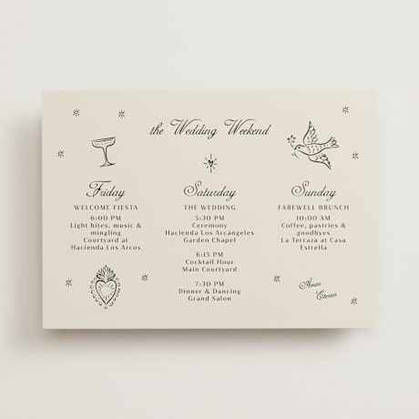 Wedding Weekend Itinerary Cards