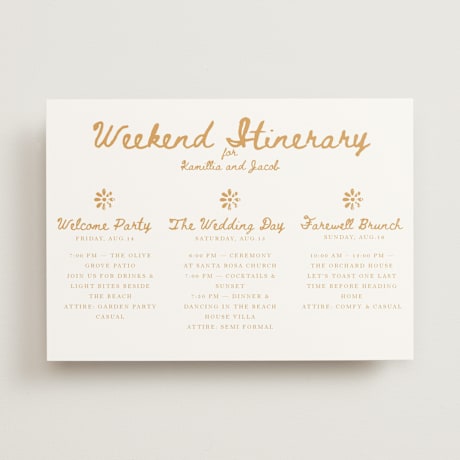 Wedding Weekend Itinerary Cards
