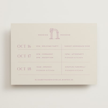 Wedding Weekend Itinerary Cards