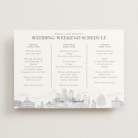 Wedding Weekend Itinerary Cards