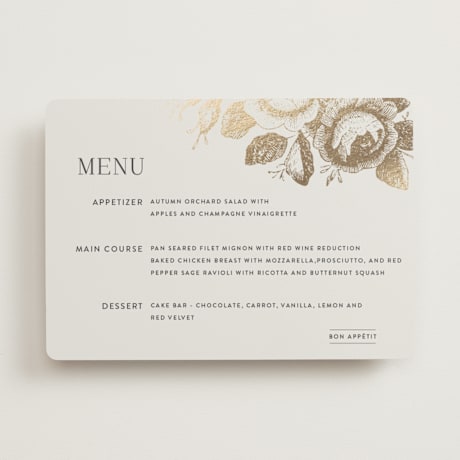 Foil-Pressed Menus