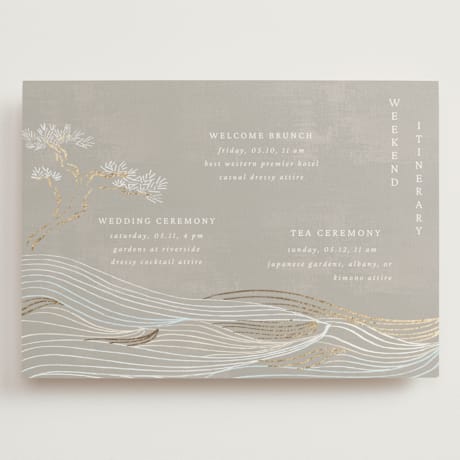 Foil-Pressed Grand Wedding Weekend Itinerary Cards