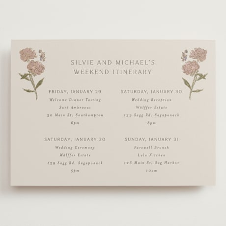 Foil-Pressed Grand Wedding Weekend Itinerary Cards