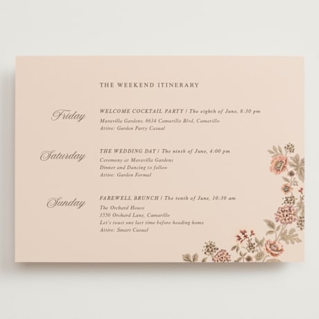 Foil-Pressed Grand Wedding Weekend Itinerary Cards