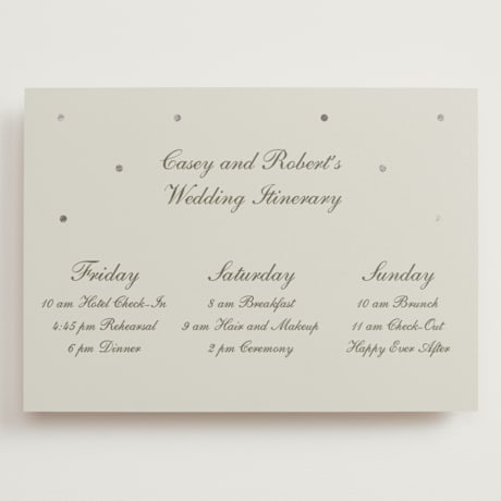 Foil-Pressed Grand Wedding Weekend Itinerary Cards