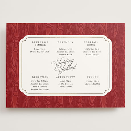Foil-Pressed Grand Wedding Weekend Itinerary Cards