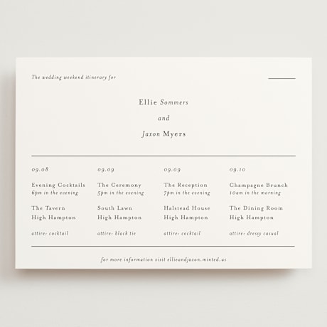 Grand Wedding Weekend Itinerary Cards