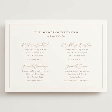 Grand Wedding Weekend Itinerary Cards