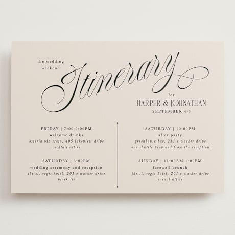 Grand Wedding Weekend Itinerary Cards
