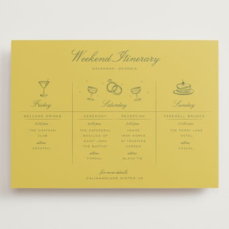 Grand Wedding Weekend Itinerary Cards