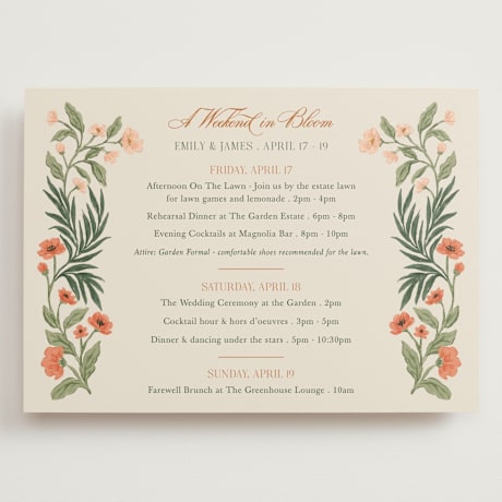 Grand Wedding Weekend Itinerary Cards