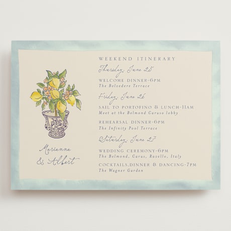 Grand Wedding Weekend Itinerary Cards