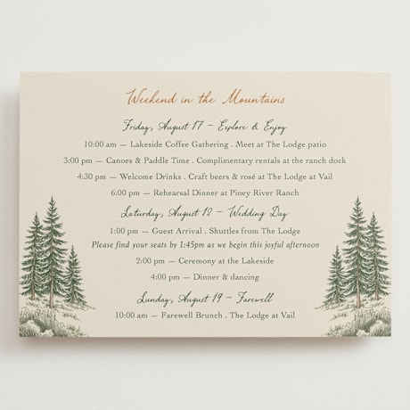 Grand Wedding Weekend Itinerary Cards