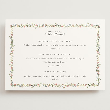 Grand Wedding Weekend Itinerary Cards