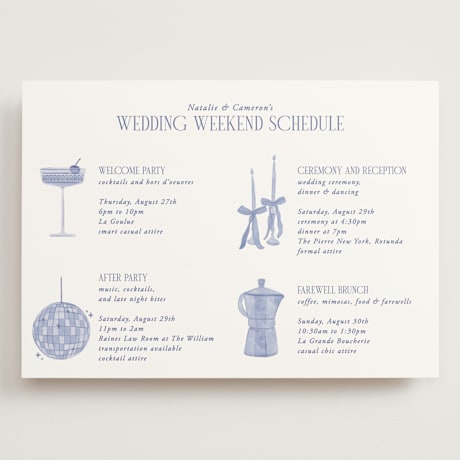 Grand Wedding Weekend Itinerary Cards