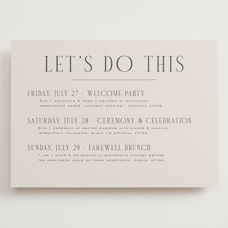 Grand Wedding Weekend Itinerary Cards
