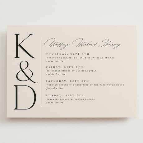Grand Wedding Weekend Itinerary Cards