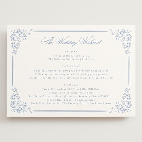 Grand Wedding Weekend Itinerary Cards