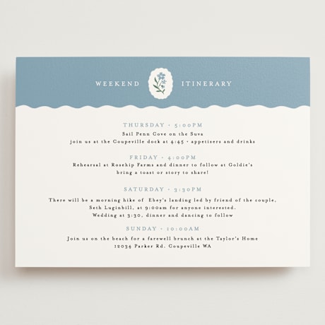 Grand Wedding Weekend Itinerary Cards