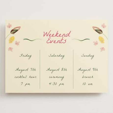 Grand Wedding Weekend Itinerary Cards