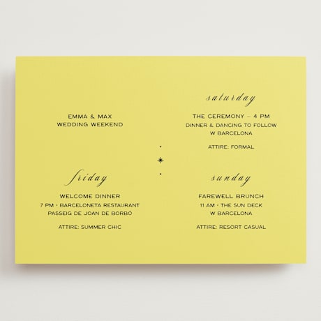 Grand Wedding Weekend Itinerary Cards
