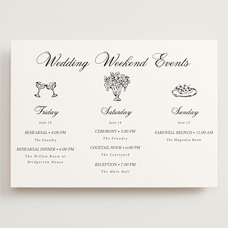 Grand Wedding Weekend Itinerary Cards