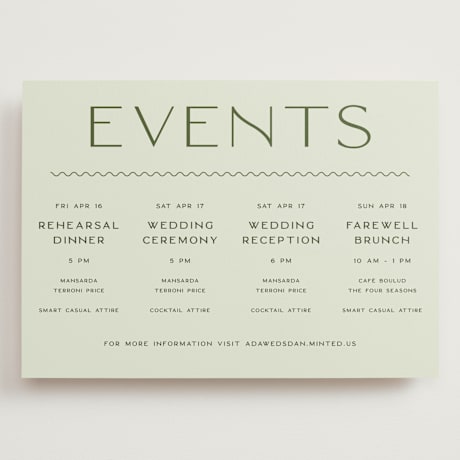 Grand Wedding Weekend Itinerary Cards