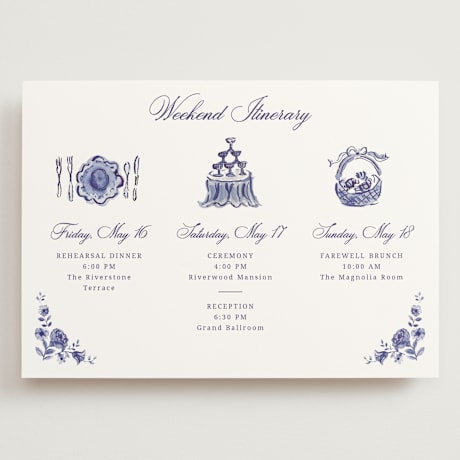 Grand Wedding Weekend Itinerary Cards
