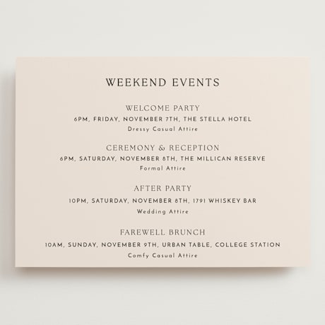 Grand Wedding Weekend Itinerary Cards
