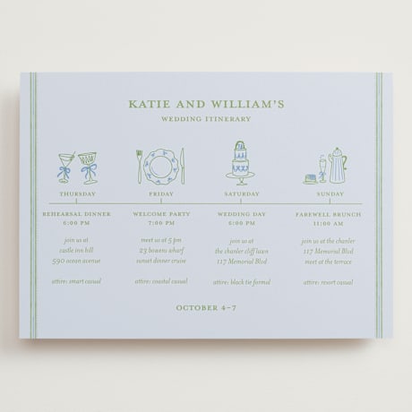 Grand Wedding Weekend Itinerary Cards