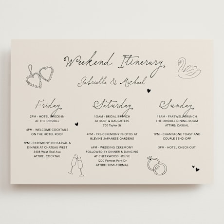 Grand Wedding Weekend Itinerary Cards