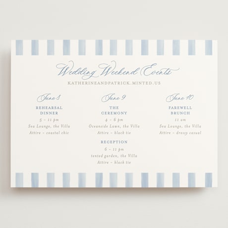 Grand Wedding Weekend Itinerary Cards