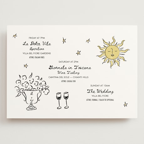 Grand Wedding Weekend Itinerary Cards