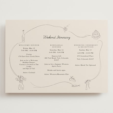 Grand Wedding Weekend Itinerary Cards