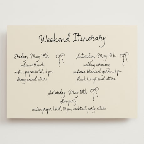 Grand Wedding Weekend Itinerary Cards