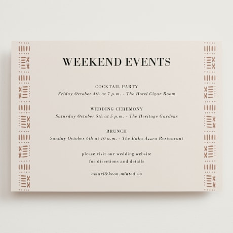 Grand Wedding Weekend Itinerary Cards
