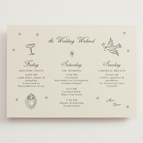 Grand Wedding Weekend Itinerary Cards