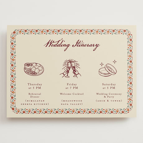Grand Wedding Weekend Itinerary Cards