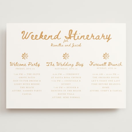 Grand Wedding Weekend Itinerary Cards