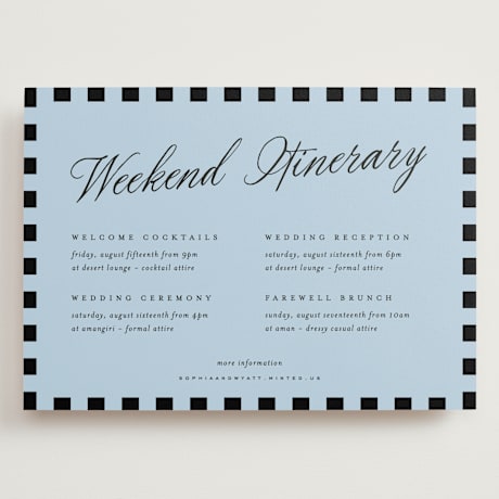 Grand Wedding Weekend Itinerary Cards