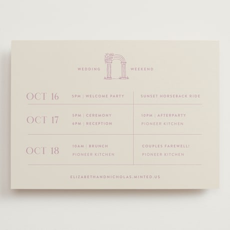 Grand Wedding Weekend Itinerary Cards