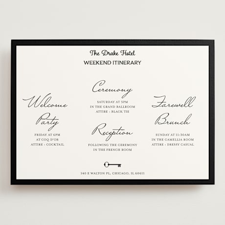Grand Wedding Weekend Itinerary Cards