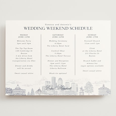 Grand Wedding Weekend Itinerary Cards
