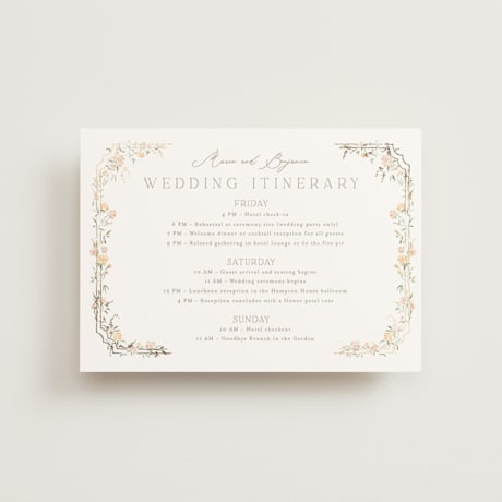Foil-Pressed Petite Wedding Weekend Itinerary Cards