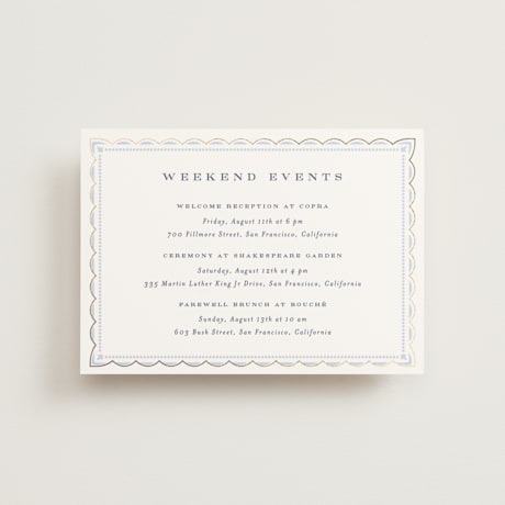 Foil-Pressed Petite Wedding Weekend Itinerary Cards